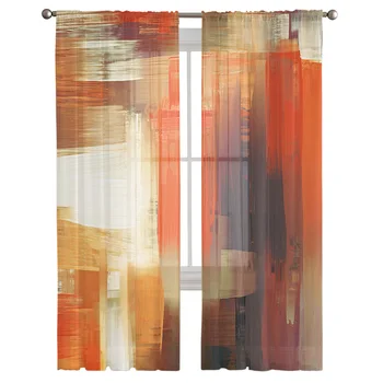 Modernaus stiliaus abstraktaus spausdinimo menas Tiulis Individualios užuolaidos svetainei Miegamasis Langas Namų tekstilės dekoravimas Voile užuolaida