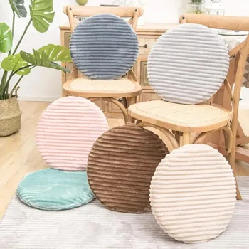 Vienspalvis flanelinis apvalus pagalvėlės kėdės padas storinantis valgomojo kėdės pagalvėlės apsauga neslystančios sėdynės kėdės užvalkalas