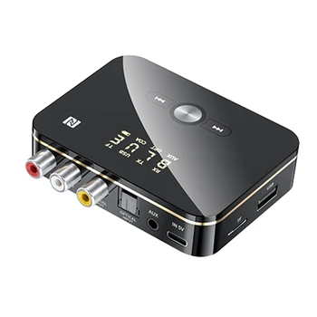 Retail M8 Bluetooth 5.0 RCA garso imtuvo siųstuvas APTXLL 3.5Mm belaidis AUX muzikos adapteris su mikrofonu NFC automobilio televizoriaus garsiakalbiams