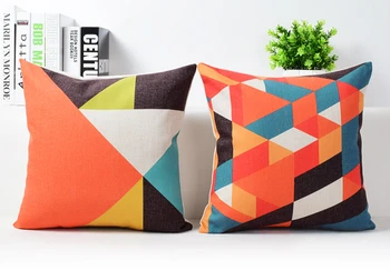 Nauji modernūs pagalvėlių užvalkalai Geometrinis oranžinis lino metimo pagalvės dėklas Mada Spalvingas dekoratyvinis automobilio sėdynės pagalvėlės užvalkalas Namų dekoras
