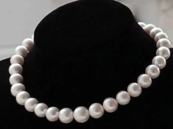 Didelis AAAA 11-12mm natūralus Pietų Kinijos jūros autentiškas baltų apvalių perlų vėrinys 18 