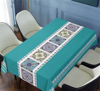 Šiaurės Bohemijos spausdinimas Stačiakampės staltiesės stalo vakarėlių dekoravimui Neperšlampami Oksfordo audinio valgomojo stalai