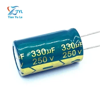 5vnt/lotas aukšto dažnio mažos varžos 250v 330UF aliuminio elektrolitinio kondensatoriaus dydis 18 * 30 330UF 20%