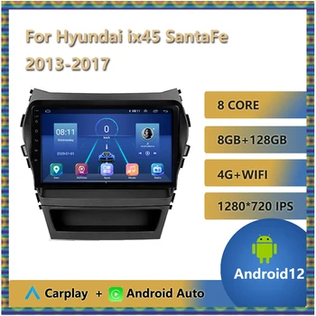 2 Din automobilinis radijas Hyundai ix45 SantaFe 2013 2014 2015 2016 2017 Multimedijos grotuvas GPS navigacija Android Auto Belaidis Carplay