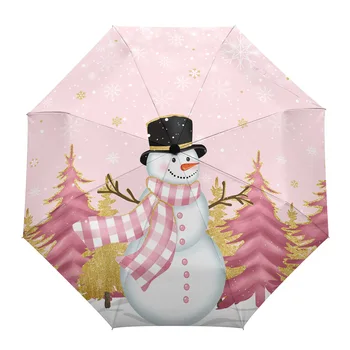 Kalėdų žiemos sniego senis Rožinis automatinis skėtis Kelioninis Sulankstomas skėtis Nešiojami skėčiai Skėčiai nuo vėjo