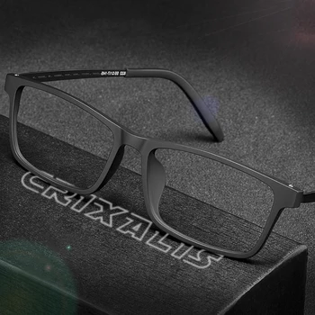 CRIXALIS 8g Pure Titanium Optiniai receptiniai akiniai Vyrai Ultralight Rectangle Trumparegystė Skaitymo kompiuterio akinių rėmelis Moterys