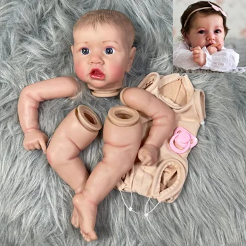 22inch jau dažytos atgimusios lėlės dalys Saskia nesurinkta Lifelike Baby 3D dažyta oda su matomomis venomis Audinio korpusas