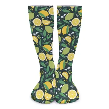 Geltonos citrinos spausdinimo kojinės Žalios kalkės vaisių gotikinės kojinės Žieminės neslystančios moteriškos kojinės Vidutinės minkštos Pasirinktinės lauko sportinės kojinės