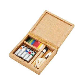 Odoria 1:12 Miniatiūrinė pigmentinė dėžutė Dažų dėžutė Tapybos meno įrankis Modelio rinkinys Kambarys Namų ornamentas Lėlių namelio aksesuarai Lėlių namų dekoras