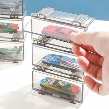 1 PC automobilių žaislai Skaidrus dulkėms atsparus Carro modelių kolekcijos ekranas Kombinuojamas apvalkalas PP plastikinė daiktadėžė berniukams Dovana