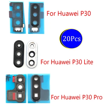 20 vnt., Originalas skirtas Huawei P30 / P30 Pro / P30 Lite galinės kameros stiklo objektyvo dangtelis su rėmo laikikliu su lipdukų atsarginėmis dalimis