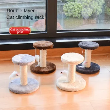 Katės draskymas Po laipiojimo rėmo dvigubo sluoksnio šokinėjimo platforma Linksmas katės pelės pliušinis katės žaislas
