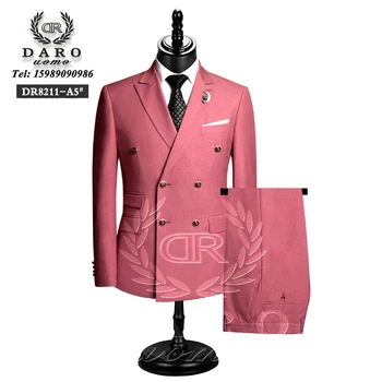 DAROuomo 2023 Vyriškas kostiumas Slim Fit Oficialūs verslo darbo aprangos kostiumai 3Vnt komplektas (švarkas+kelnės+liemenė)DR8211