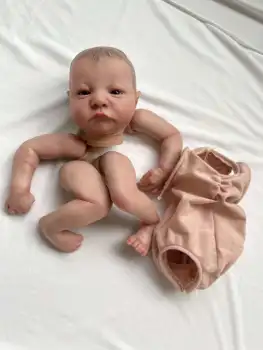 NPK19inch jau nutapytos atgimusios lėlės dalys Levi Awake Lifelike Baby 3D tapyba su matomomis venomis Audinio korpusas