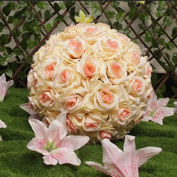 Karštas išpardavimas 20 cm Romantiškas šampano rožių gėlių kamuolys 