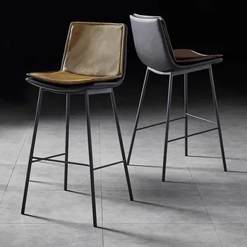 Aukštos odos modernios baro kėdės Stilingos kokybės šiaurietiškos kėdės Baro kėdės dizainas Metalinės taburetės Altos Cocina Prabangūs baldai