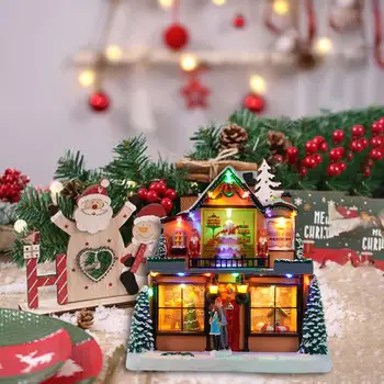 Kalėdų LED kaimo namų figūrėlės dekoratyvinės Kalėdų stalo vakarėliui