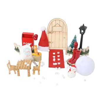 1:12 Mastelio lėlių namelio kalėdinių rinkinių tvora šventiniams kalėdiniams fotografijos rekvizitams