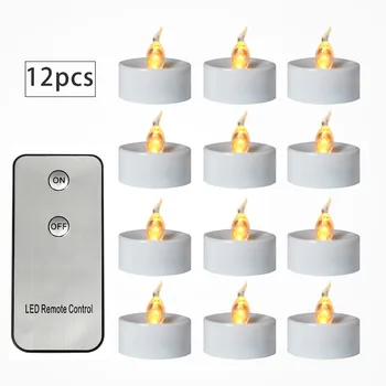 12 Pack Flameless LED elektroninis arbatinis apšvietimas Be nuotolinio valdymo / nuotolinio valdymo žvakių lemputė su baterija vestuvių namų kalėdiniams dekorams