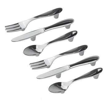 6 PCS peilis šaukštas šakutė virtuvės spintelė spinta stalčius traukimo rankenėlės rankenėlės 3 colių centras į centrą (sidabras)