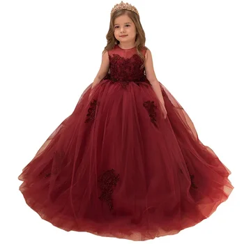Nauja vaikiška suknelė Nėrinių gėlė Vaikų fortepijono vedėjas Pasirodymas Gimtadienis Ilga princesės Pončo suknelė
