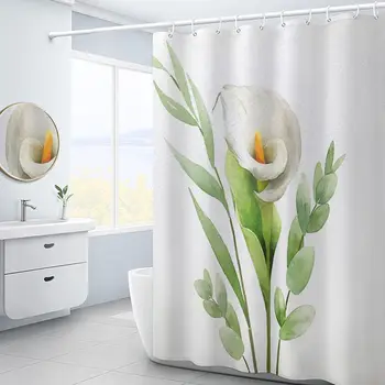 Hortenzija Balta dušo užuolaida Moderni minimalistinė namų puošyba Vonios kambario aksesuarai Vonios kambario neperšlampama užuolaida su kabliukais