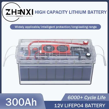 ZHENXI 12V 300Ah 200Ah 100Ah LiFePo4 akumuliatorių paketas 3.84KWh ličio geležies fosfato baterijos įmontuotos BMS saulės valčiai be mokesčių