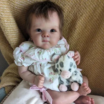 18inch Minkštas kūnas Atgimęs kūdikis Skar Bettie naujagimis su 3D oda su matomomis venomis Rankų šaknis Rudų plaukų lėlė