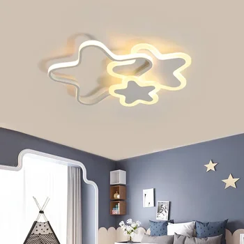 LED lubų šviestuvas vaikų kambariui Šiuolaikinė pentagrama Berniukai Mergaitės Miegamasis Pakabinami šviestuvai Balta Rožinė Darželio vaikų apšvietimas