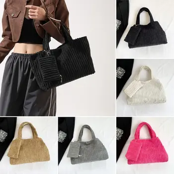 Soft Plush Tote Bags Casual Large Capacity Furry Handbag Top-Handle Bag Women Girls