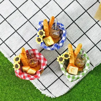 Įrankio modelio ornamentas su medumi Saulėgrąžų lėlių namelis Maistas Miniatiūrinis duonos krepšelio modeliavimas Maisto žaislai Lėlių priedai