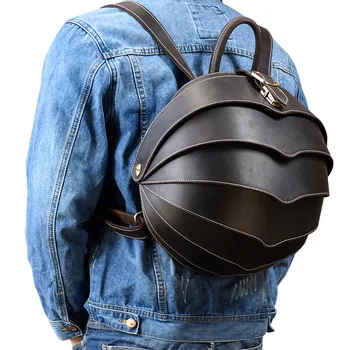 Creative Genuine Leather Beetle Kuprinė Unisex Round Shoulder Bag