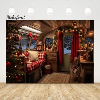 Mehofond Kalėdų automobilis Žiemos sniego fonas fotografijos studijai 
