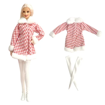 NK 1 komplektas rožinis paltas + baltos antblauzdžio kojinės madinga suknelė 1/6 lėlių aprangos drabužiai Barbės lėlės aksesuarams Žaislas