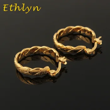 Ethlyn aukščiausios kokybės Etiopijos/Nigerijos/Kenijos /Ganos Afrikos lankų auskarai Aukso spalvos madingi lankelių auskarai Moterims E51
