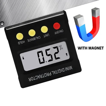 Black mini 360° Digital Protractor Inclinometer Electronic Level Box Magnetic Base Angle Finder Matavimo įrankis Konstravimo įrankis