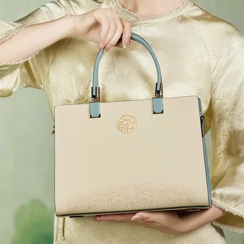Limited Chinese Style Moterų karvės odos rankinė Originali vieno peties krepšio viršutinė rankena Paprastos piniginės Elegantiškos#SC1611