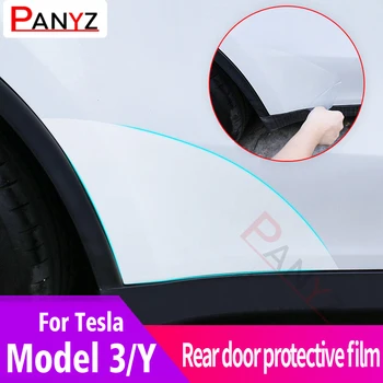 Car TPU skaidrios apdailos lipdukai Tesla Model 3 Model Y galinių durų trikampio apsauginė plėvelė Refit Apdailos priedai