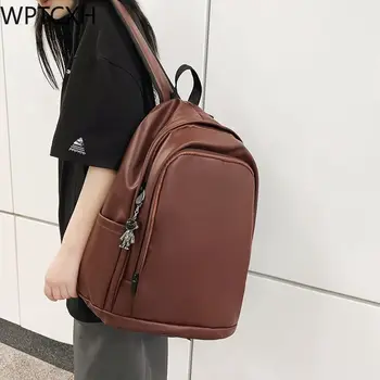 Moterų kuprinė Atsitiktinis studentų mokyklinis krepšys Unisex Computer Bag College Studentų kuprinės Pu oda Vienspalviai krepšiai per petį