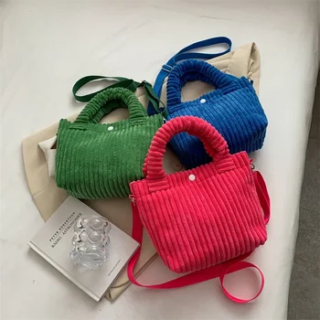 Fashion Corduroy Moteriškas krepšys 2024 Trend Naujos rankinės Nišos Universalus kibiras Pečių krepšiai Moteriškos nailono sagos kryžminės rankinės