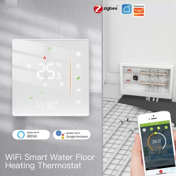 Zigbee vanduo/elektrinis grindų šildymo termostatas Zigbee vandens dujinis katilas temperatūros kontrolė Tuya/Smart APP Alexa Google Voice