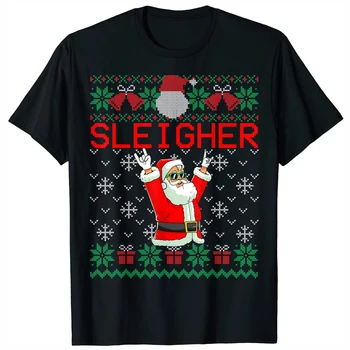Sleigher Heavy Metal Music Hail Santa Ugly Christmas Džemperio marškinėliai 100% medvilniniai O-Neck Summer trumpomis rankovėmis laisvalaikio vyriški marškinėliai