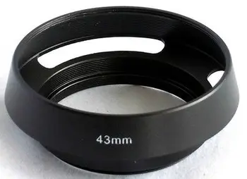 Reklaminis metalinis ventiliuojamas objektyvo gaubtas 43mm filtro sriegis, skirtas Leica Samsung Panasonic MH-43 juoda