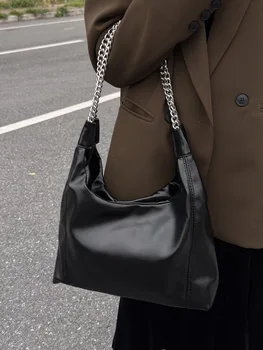 Minkštas odinis krepšys Naujas vieno peties didelis pažastų moteriškas krepšys