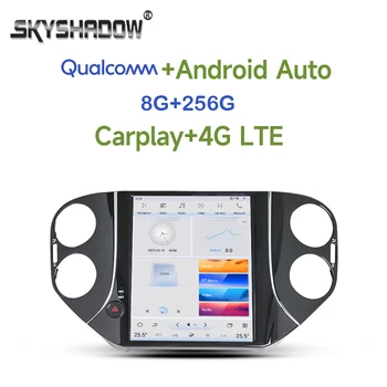 Tesla Qualcomm Carplay Car DVD grotuvas DSP Android 11.0 8G+256G 4G LTE Bluetooth Wifi GPS RDS radijas VW Tiguan 2010-2015 2016