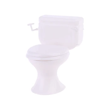 Y1UB Lėlių namelis Miniatiūriniai baldai Vintažinis vonios kambario modelis Baltas tualetas Kūdikio apsimetimas