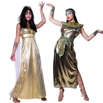 Glitte Viduramžių Egipto princesės kostiumai Senovės Egipto faraonas Cosplay Maskaradas Helovinas Suaugusios moterys Kleopatra Royal Fancy