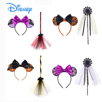 Disney Mickey Minnie Hairhoop Halloween HairBand Dark Sleeping Curse Marlene Fessen Demon Witch Bow Knot Oxhorn Galvos apdangalas