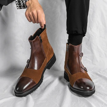 Coslony 2022 Smailios mados vyriški batai Klasikiniai socialiniai vyrai Chelsea batų sagtis kulkšnies batai verslo suknelė Laisvalaikio kaubojiški batai