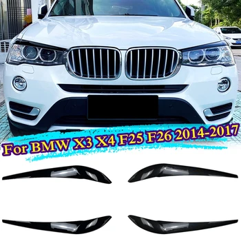 Skirta BMW X3 F25 X4 F26 2014 2015 2016 2017 2018 2vnt Priekiniai žibintai Akių vokai Antakiai Kūno komplektas Lipdukų tiuningas Blizgus Juodas ABS plastikas